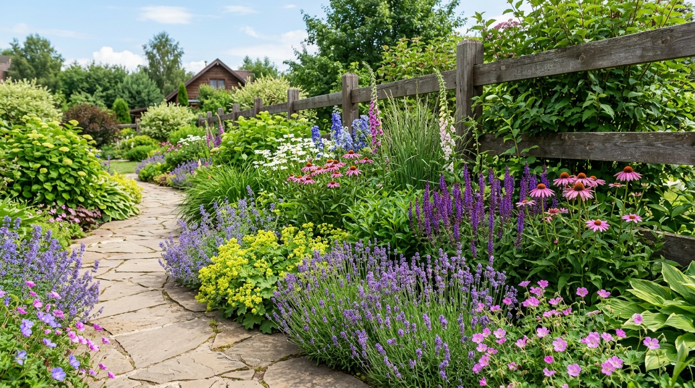 Цветы вдоль дорожек и забора: что посадить